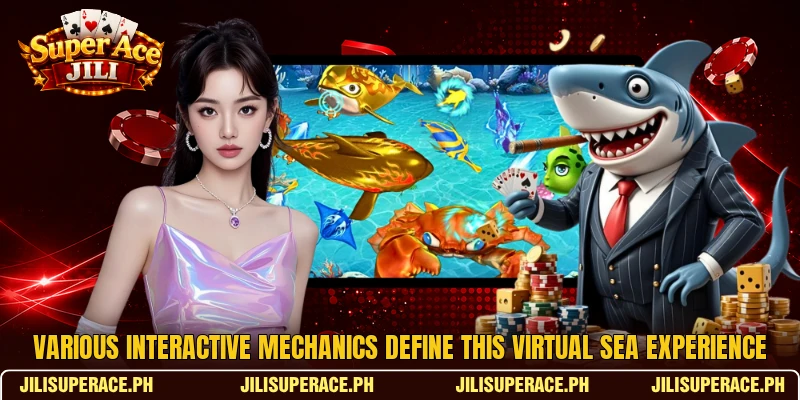 Various interactive mechanics define this virtual sea experience Various interactive mechanics define this virtual sea experience